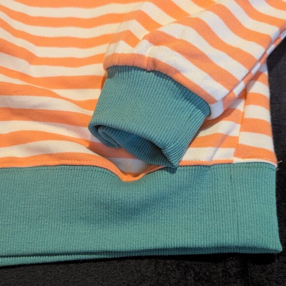 Green White and Orange Striped Sweater L - Picture 3 of 7